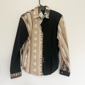Roughrider by Circle T Western Button Down Top w Cut Outs Shoulder Pads Womens S
